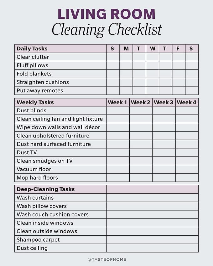 deep cleaning checklist